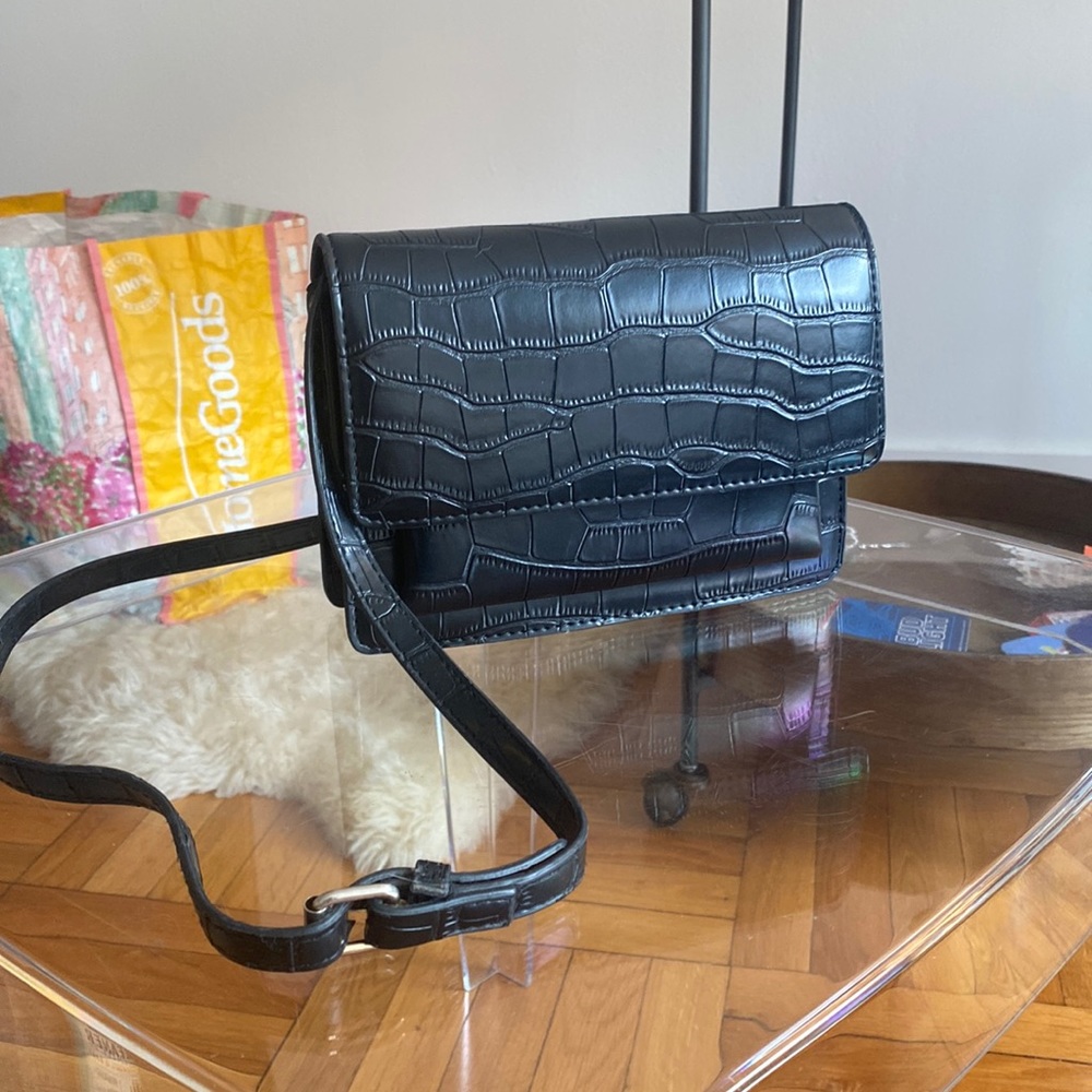 Crocodile black shoulder crossbody bag